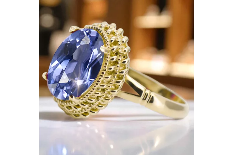 Пръстен Александрит 14K жълто злато Винтидж стил vrc068y